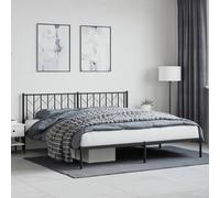 Berkfield Home Metal Bed Frame without Mattress with Headboard Black 193x203cm | Size: 193x203 cm Berkfield Home Black 193x203 cm