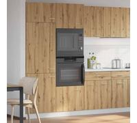 Berkfield Home Microwave Cabinet Lyon Artisan Oak 60x57x207 cm Engineered Wood in Brown | Size: 60 x 57 x 207 cm Berkfield Home Brown 60 x 57 x 207 cm