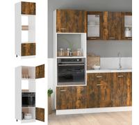 Berkfield Home Microwave Cabinet Smoked Oak 60x57x207 cm Engineered Wood in Brown | Size: 60 x 57 x 207 cm Berkfield Home Brown 60 x 57 x 207 cm