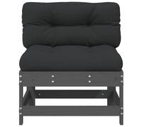 Berkfield Home Middle Sofa with Cushions Grey Solid Wood Pine Berkfield Home Grey