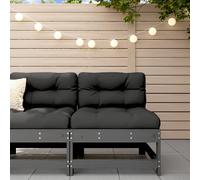 Berkfield Home Middle Sofa with Cushions Grey Solid Wood Pine Berkfield Home Grey