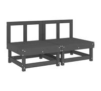 Berkfield Home Middle Sofas with Cushions 2 pcs Grey Solid Wood Pine Berkfield Home Grey