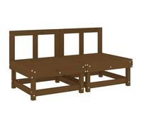 Berkfield Home Middle Sofas with Cushions 2 pcs Honey Brown Solid Wood Pine Berkfield Home Brown