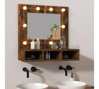 Berkfield Home Mirror Cabinet with LED Smoked Oak 60x31.5x62 cm in Brown Berkfield Home Brown 60x31.5x62 cm