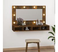 Berkfield Home Mirror Cabinet with LED Smoked Oak 90x31.5x62 cm in Brown Berkfield Home Brown 90x31.5x62 cm