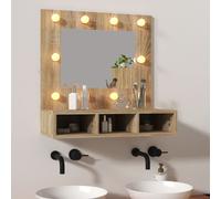 Berkfield Home Mirror Cabinet with LED Sonoma Oak 60x31.5x62 cm in Brown Berkfield Home Brown 60x31.5x62 cm