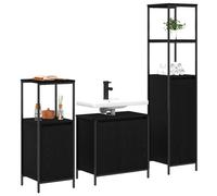 Berkfield Home Modern 3 Piece Bathroom Furniture Set Black Oak Engineered Wood Berkfield Home Black