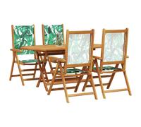 Berkfield Home Modern 5 Piece Garden Dining Set Leaf Pattern Solid Wood Acacia in Green Berkfield Home Green