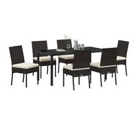 Berkfield Home Modern 7 Piece Garden Dining Set Black Poly Rattan Berkfield Home Black