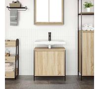 Berkfield Home Modern Bathroom Basin Cabinet Sonoma Oak 60x34.5x60 cm in Light Tan Berkfield Home Light Tan 60x34.5x60 cm