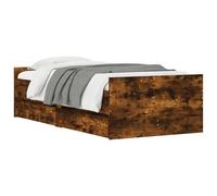 Berkfield Home Modern Bed Frame with Drawers Smoked Oak 90x190 cm Single in Brown Berkfield Home Brown Single