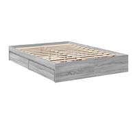 Berkfield Home Modern Bed Frame with Drawers without Mattress Grey Sonoma 140x200 cm Berkfield Home Grey 140x200 cm