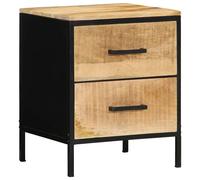 Berkfield Home Modern Bedside Cabinets 2 pcs 40x35x50 cm Solid Wood Rough Mango in Black | Size: 40 x 35 x 50 cm Berkfield Home Black 40 x 35 x 50 cm