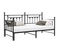 Berkfield Home Modern Black Daybed Frame with Trundle, 90x200 cm, Made of Steel | Size: 90x200 cm Berkfield Home Black 90x200 cm