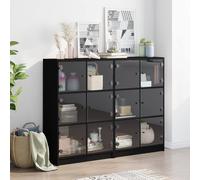 Berkfield Home Modern Bookcase with Doors Black 136x37x109 cm Engineered Wood | Size: 136 x 37 x 109 cm Berkfield Home Black 136 x 37 x 109 cm