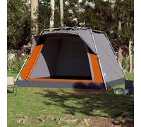 Berkfield Home Modern Camping Tent Cabin 4-Person Grey & Orange Quick Release Berkfield Home Grey