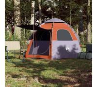 Berkfield Home Modern Camping Tent Cabin 4-Person Grey & Orange Quick Release Berkfield Home Multicolor