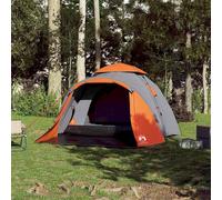 Berkfield Home Modern Camping Tent Dome 3-Person Grey & Orange Quick Release Berkfield Home Grey