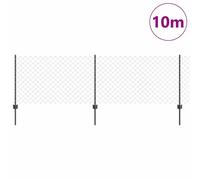 Berkfield Home Modern Chain Link Fence with 10 U Posts Grey 0.8x10 m Steel Berkfield Home Grey