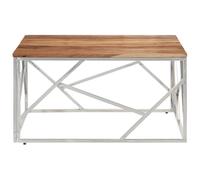 Berkfield Home Modern Coffee Table Silver Stainless Steel & Solid Acacia Wood Berkfield Home Silver