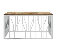 Berkfield Home Modern Coffee Table Silver Stainless Steel & Solid Wood Reclaimed Berkfield Home Silver
