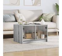 Berkfield Home Modern Coffee Table with Glass Doors Grey Sonoma 68x50x42 cm | Size: 68 x 50 x 42 cm Berkfield Home Grey 68 x 50 x 42 cm