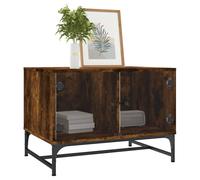 Berkfield Home Modern Coffee Table with Glass Doors Smoked Oak 68.5x50x50 cm in Brown Berkfield Home Brown 68.5x50x50 cm