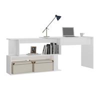 Berkfield Home Modern Corner Desk High Gloss White 200x50x76 cm Engineered Wood | Size: 200 x 50 x 76 cm Berkfield Home White 200 x 50 x 76 cm
