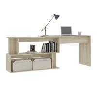 Berkfield Home Modern Corner Desk Sonoma Oak 200x50x76 cm Engineered Wood in Light Oak | Size: 200 x 50 x 76 cm Berkfield Home Light Oak 200 x 50 x 76 cm