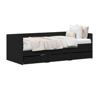 Berkfield Home Modern Daybed Black oak Engineered wood 90 x 200 cm Durable Daybed Berkfield Home Black 90 x 200 cm