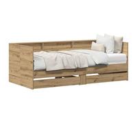 Berkfield Home Modern Daybed with Drawers Artisan Oak Engineered Wood 90 x 200 cm in Light Brown Berkfield Home Light Brown 90 x 200 cm