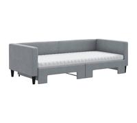 Berkfield Home Modern Daybed with Trundle & Mattresses Light Grey 90x190 cm Fabric Berkfield Home Grey 90x190 cm