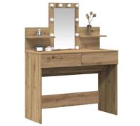 Berkfield Home Modern Dressing Table with LED Artisan Oak 100x40x130 cm in Brown | Size: 100 x 40 x 130 cm Berkfield Home Brown 100 x 40 x 130 cm