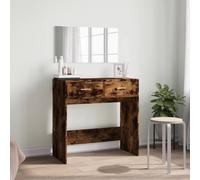 Berkfield Home Modern Dressing Table with Mirror Smoked Oak 80x39x80 cm in Brown | Size: 80 x 39 x 80 cm Berkfield Home Brown 80 x 39 x 80 cm