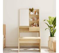 Berkfield Home Modern Dressing Table with Mirror Sonoma Oak 74.5x40x141 cm in Light Tan Berkfield Home Light Tan 74.5x40x141 cm