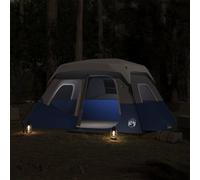 Berkfield Home Modern Family Tent with LED 6-Person Light Blue Quick Release Berkfield Home Blue