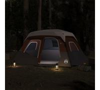 Berkfield Home Modern Family Tent with LED 6-Person Light Grey & Orange Quick Berkfield Home Orange
