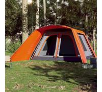 Berkfield Home Modern Family Tent with Porch 9-Person Grey & Orange Quick Release Berkfield Home Multicolor