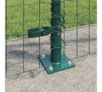 Berkfield Home Modern Fence Posts Set with Base Plates Set of 7 Green Concrete, Metal Berkfield Home Green