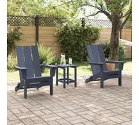 Berkfield Home Modern Foldable Adirondack Chairs 2 pcs Navy Blue 74.5x80.5x90 cm HDPE Berkfield Home Navy 74.5x80.5x90 cm