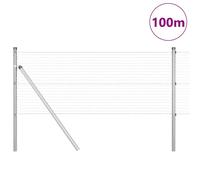 Berkfield Home Modern Welded Wire Fence with 13 Posts 0.8x100 m Galvanised Steel in Silver Berkfield Home Silver