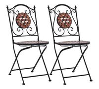 Berkfield Home Mosaic Bistro Chairs 2 pcs Brown Ceramic Berkfield Home Brown