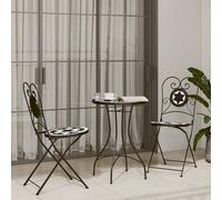 Berkfield Home Mosaic Bistro Set Black & White Iron & Ceramic Berkfield Home Black