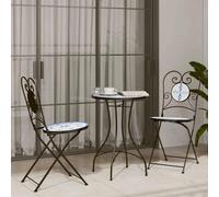 Berkfield Home Mosaic Bistro Set Blue & White Iron & Ceramic Berkfield Home Blue