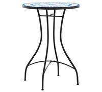 Berkfield Home Mosaic Bistro Set Blue & White Iron & Ceramic Berkfield Home Blue