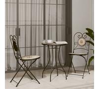 Berkfield Home Mosaic Bistro Set Terracotta & White Iron & Ceramic in Orange Berkfield Home Orange