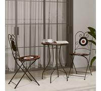 Berkfield Home Mosaic Bistro Set Terracotta & White Iron & Ceramic in Orange Berkfield Home Orange