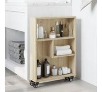 Berkfield Home Narrow Storage Trolley Sonoma Oak 48x13x68 cm Engineered Wood in Light Brown | Size: 48 x 13 x 68 cm Berkfield Home Light Brown 48 x 13 x 68 cm