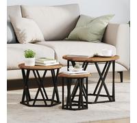 Berkfield Home Nesting Side Tables 3 pcs Old Wood Engineered Wood in Brown Berkfield Home Brown