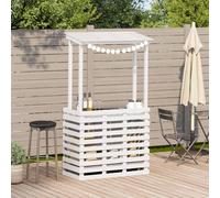 Berkfield Home Outdoor Bar Table with Roof White 112.5x57x195.5 cm Solid Wood Berkfield Home White 112.5x57x195.5 cm